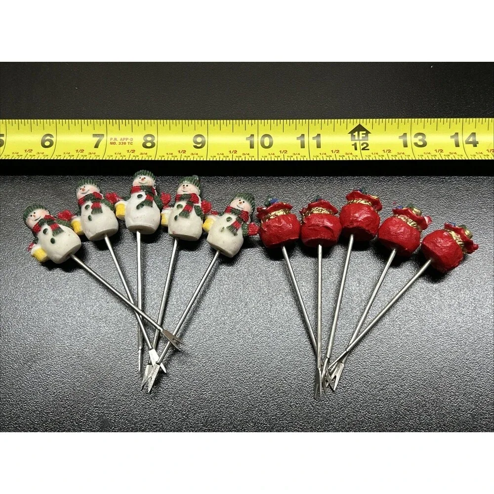 Cupcake Topper / Cocktail Pick - Snowman & Gift Sack - Set of 10